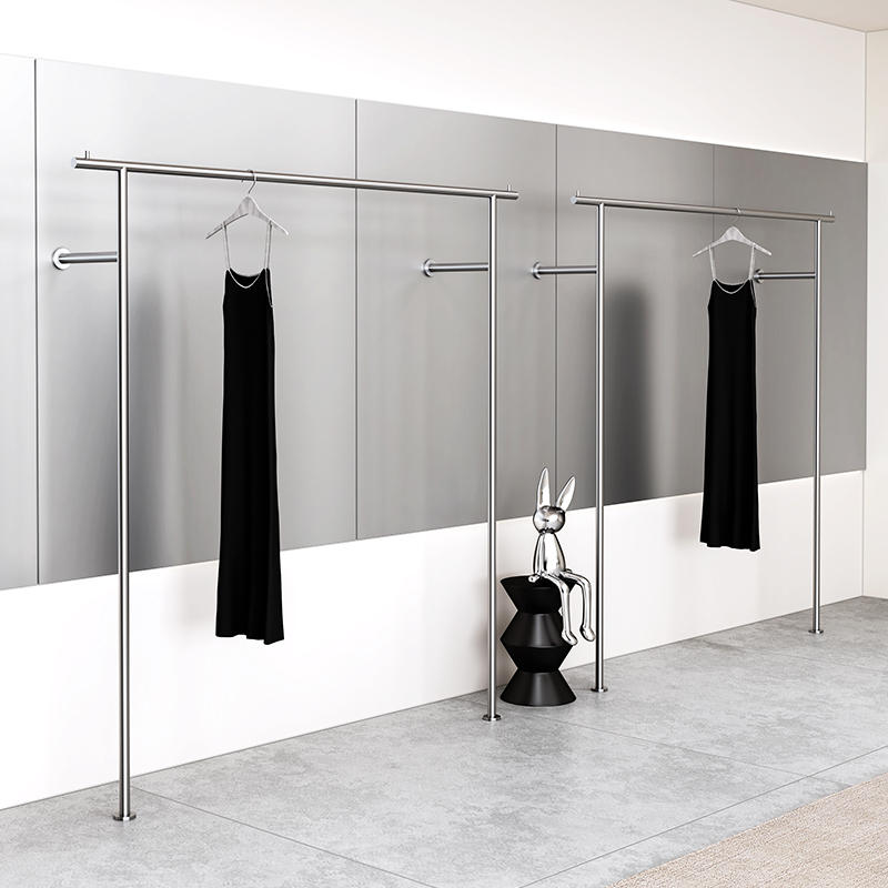 服装店不锈钢衣服展示架女装店陈