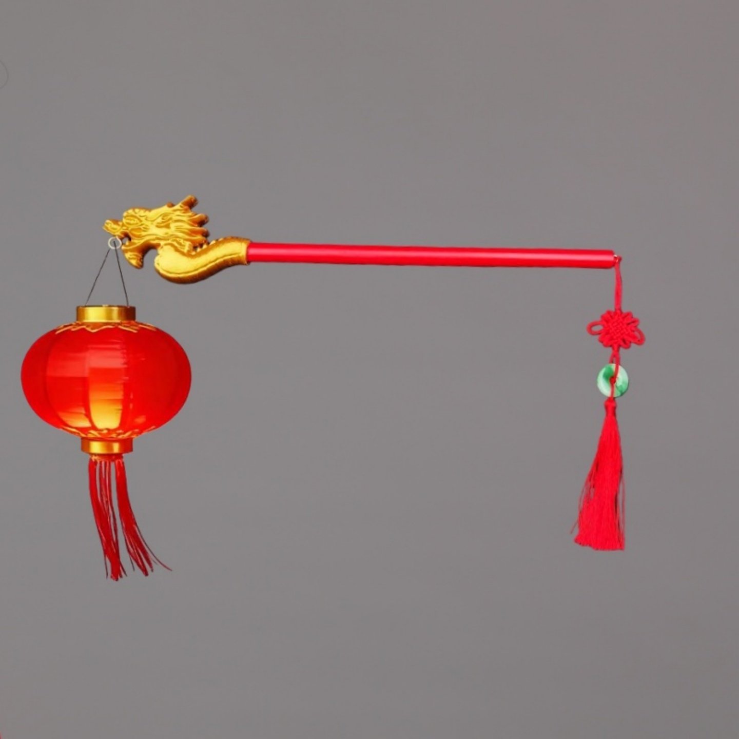 中国风龙首灯笼挑杆新年春节装饰灯笼杆中秋元宵节古风提灯笼棍子