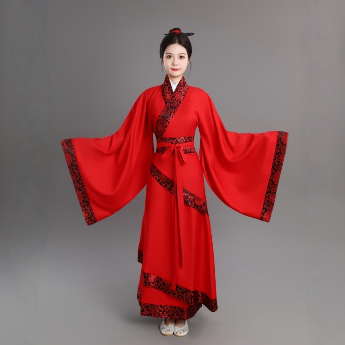 新款古装汉服舞蹈服双绕曲裾唐装国学成人礼服女古代演出表演服