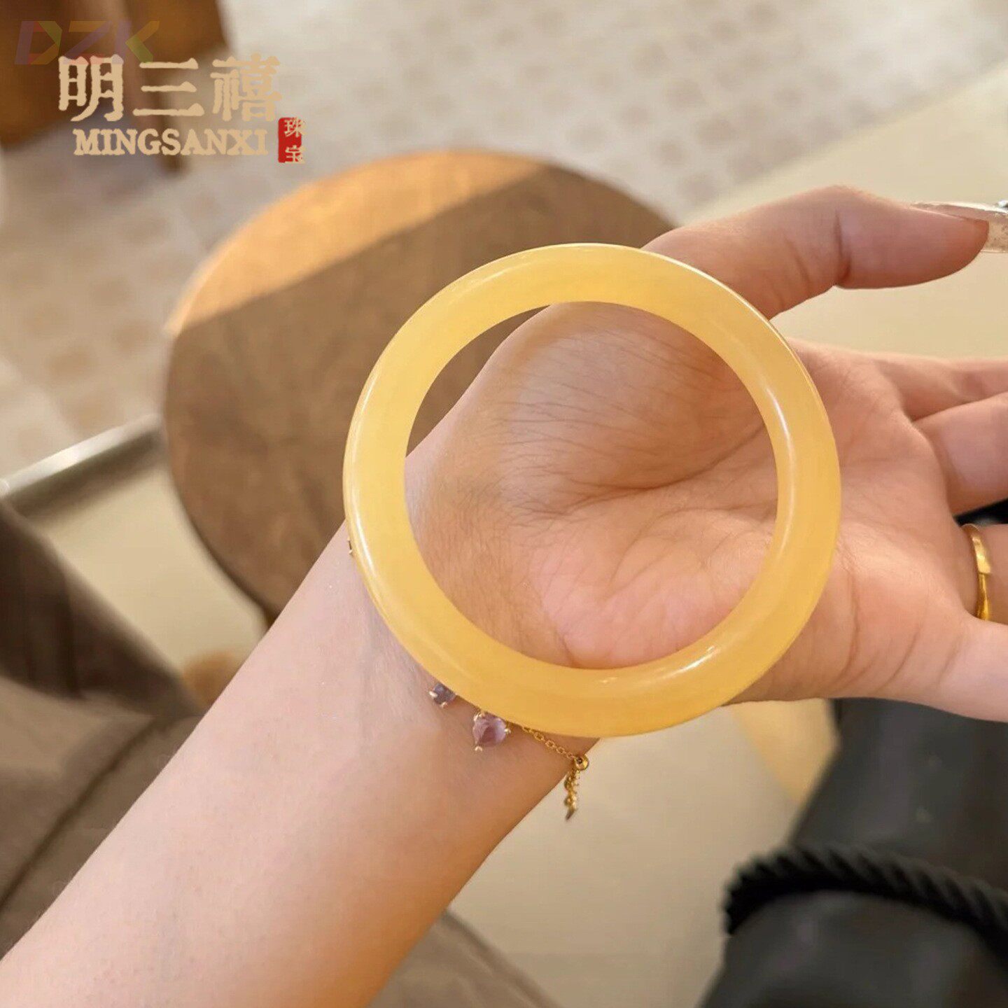 天然阿富汗玉桔子玉圆条手镯黄玉手饰