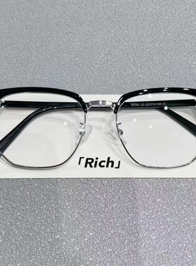 文艺复古痞帅半框眼镜男款近视可配度数防蓝光眼镜女斯文理工男潮