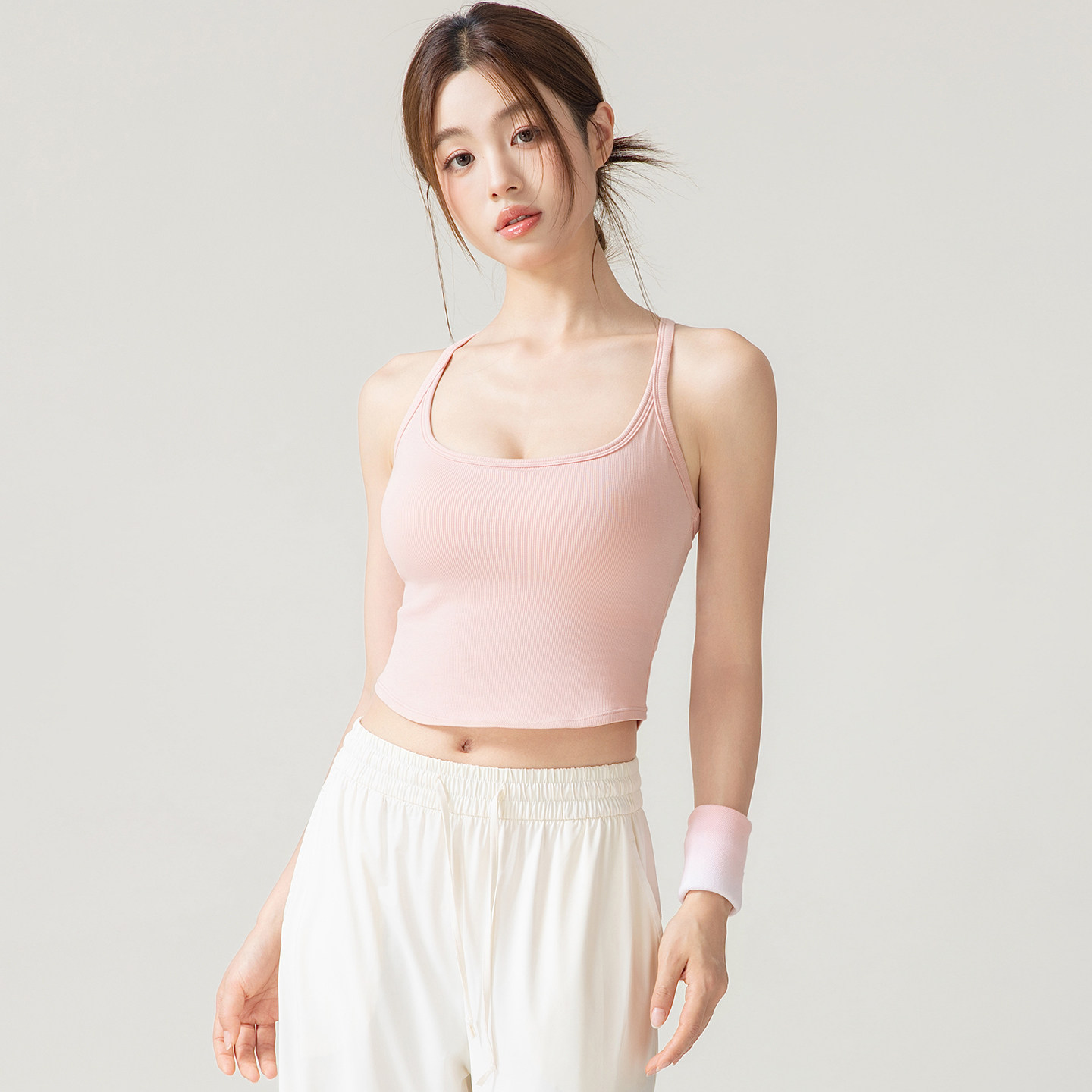 运动内衣女夏性感细肩带美背一体式瑜伽背心防震聚拢跑步健身文胸