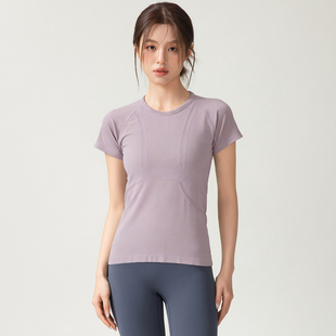 显瘦瑜伽服上衣跑步训练透气速干健身T恤 女夏修身 lu同款 运动短袖