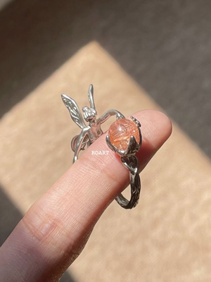 小精灵中古风戒指环精致小众设计复古戒指女开口可调节