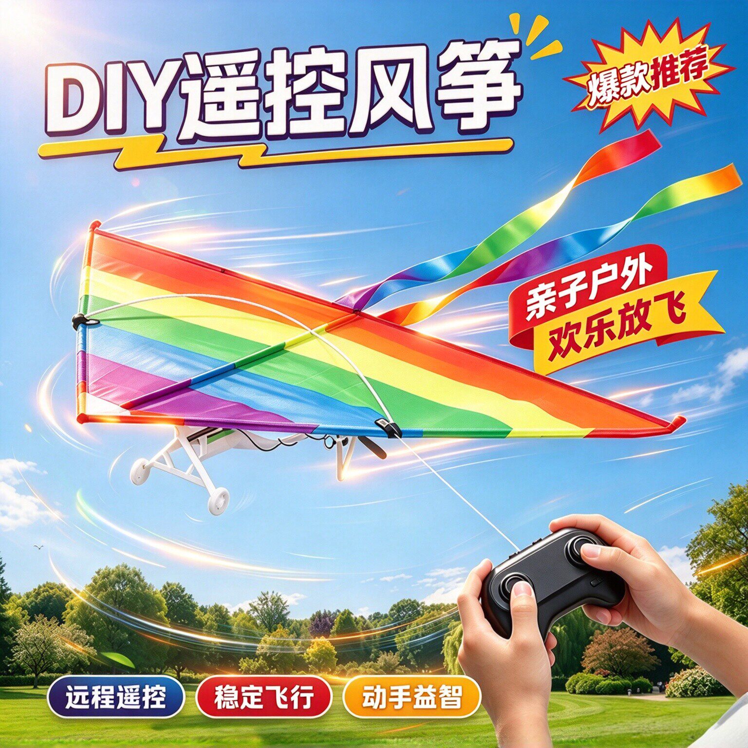 DIY遥控风筝飞行器拼装户外秋季旅游儿童成人男女孩益智玩具礼物