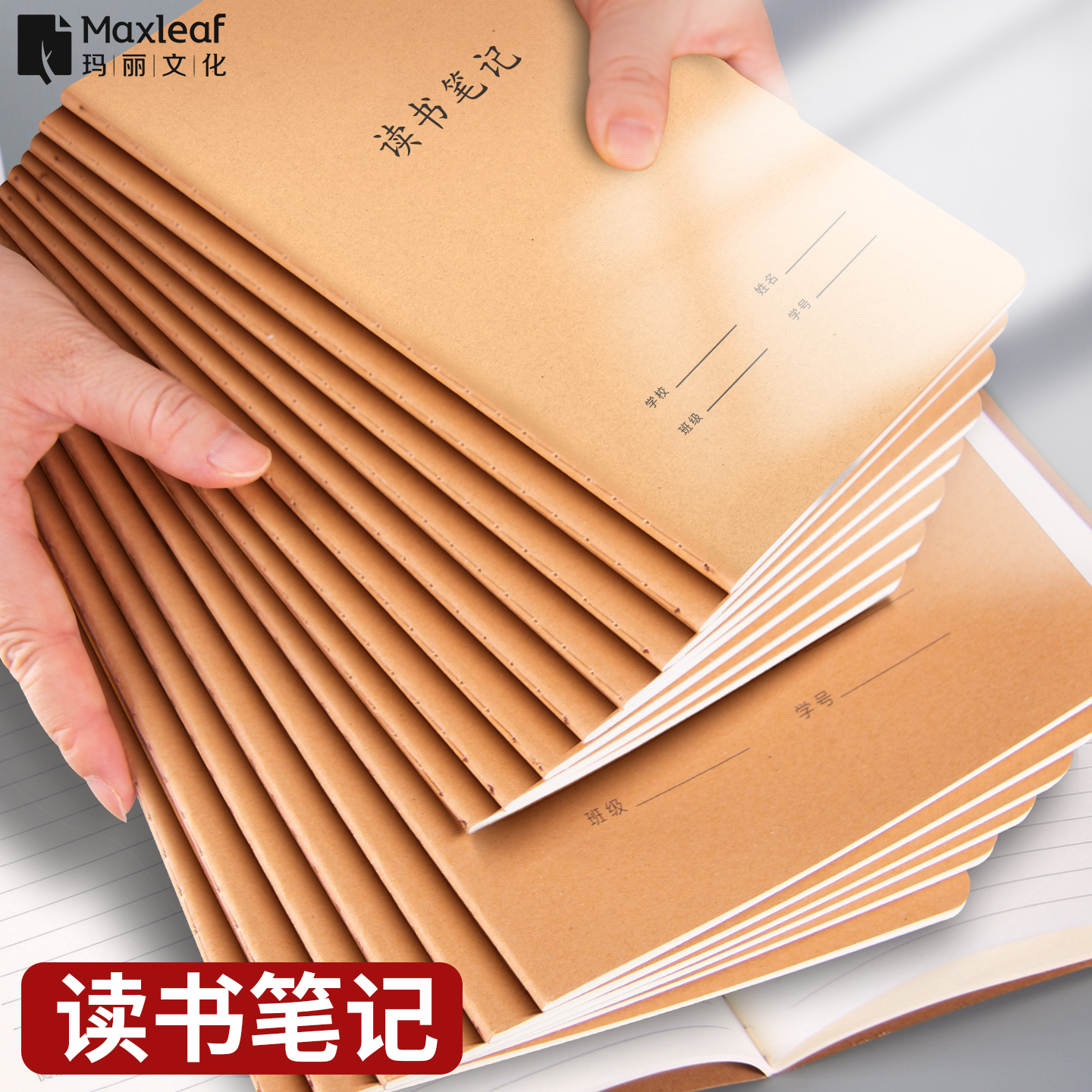 玛丽读书笔记本好词好句摘抄本小学生初中阅读专用记录卡二年级三年级四五六积累本语文笔记本加厚牛皮纸a5b5