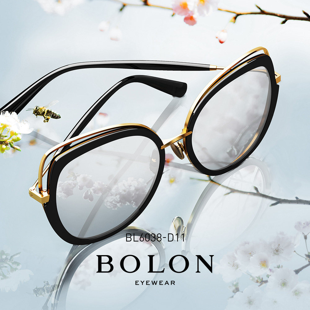 BOLON暴龙蝶形偏光板材金属太阳镜女潮流明星同款墨镜眼镜BL6038