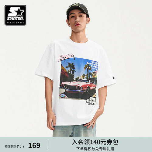 STARTER|T恤纯棉新款喷印印花圆领显瘦美式百搭宽松男女短袖上衣