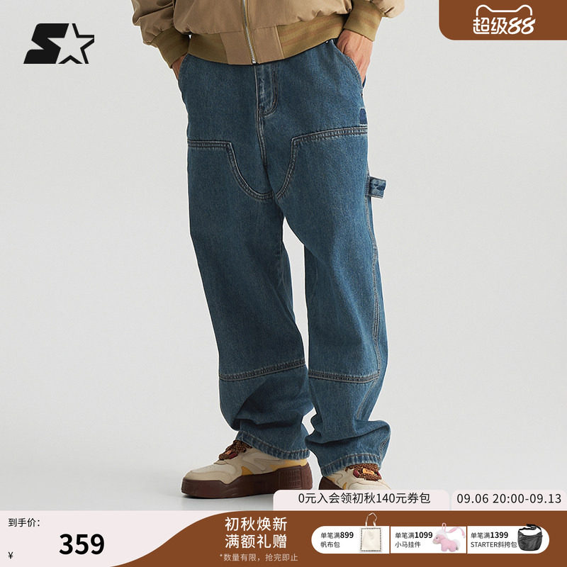 STARTER牛仔裤春款宽松运动休闲户外百搭工装裤男女同款长裤裤子图片