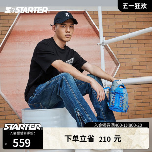 新款 2023冬季 情侣男女同款 STARTER 牛仔长裤 休闲宽松抽绳运动裤