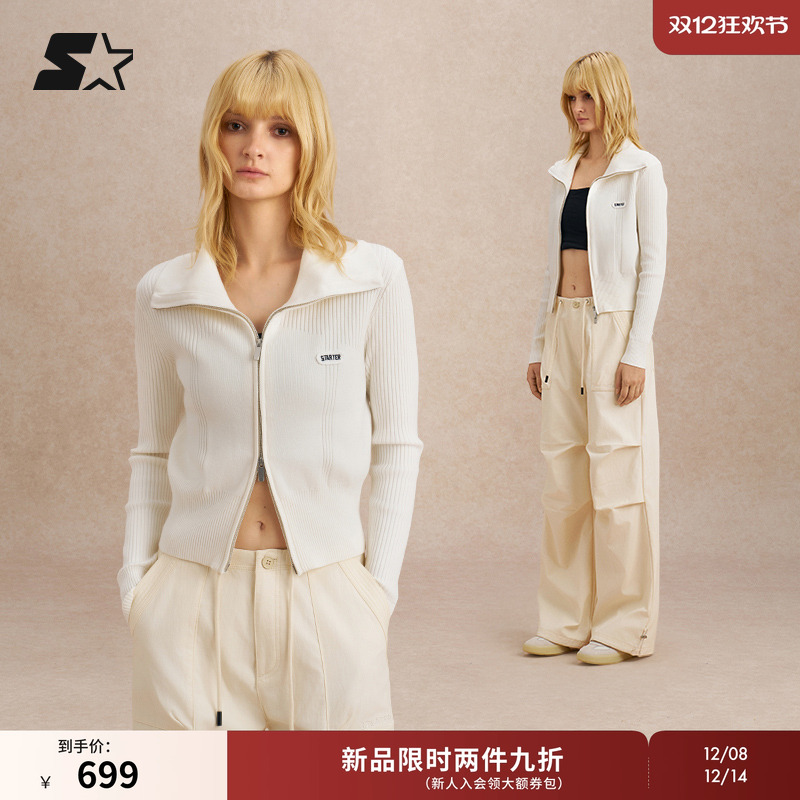 STARTER针织开衫2025秋季新款女生休闲时尚紧身短款外套上衣