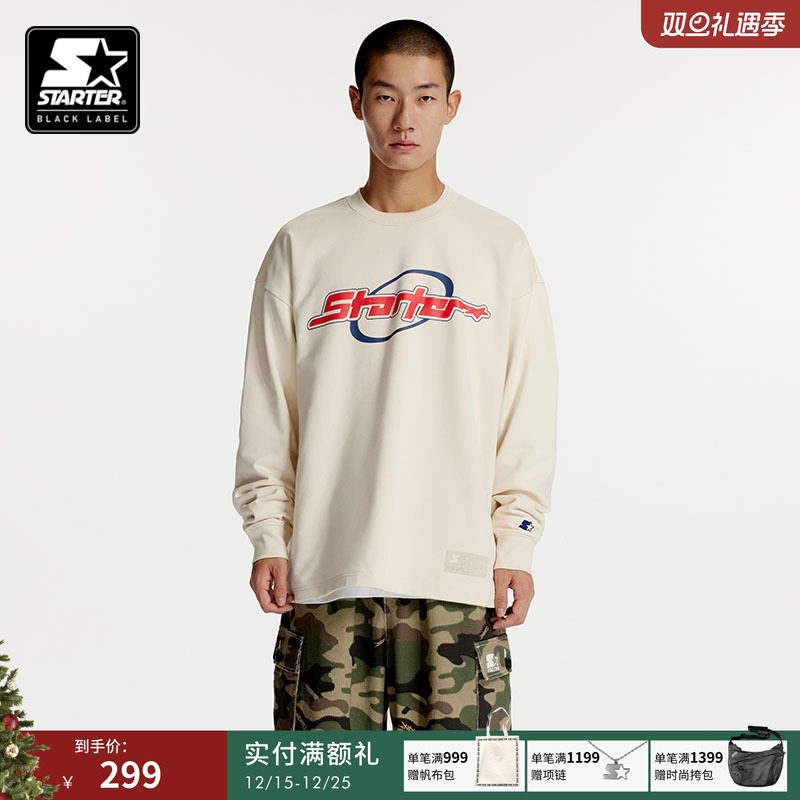 STARTER卫衣男女同款美式休闲宽松时尚数字纯棉长袖套头圆领上衣
