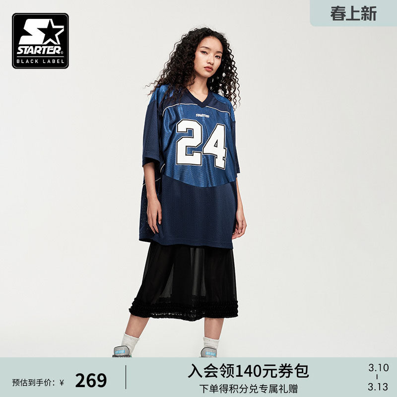 STARTER连衣裙套装新款女生运动休闲数字印花宽松轻薄球衣