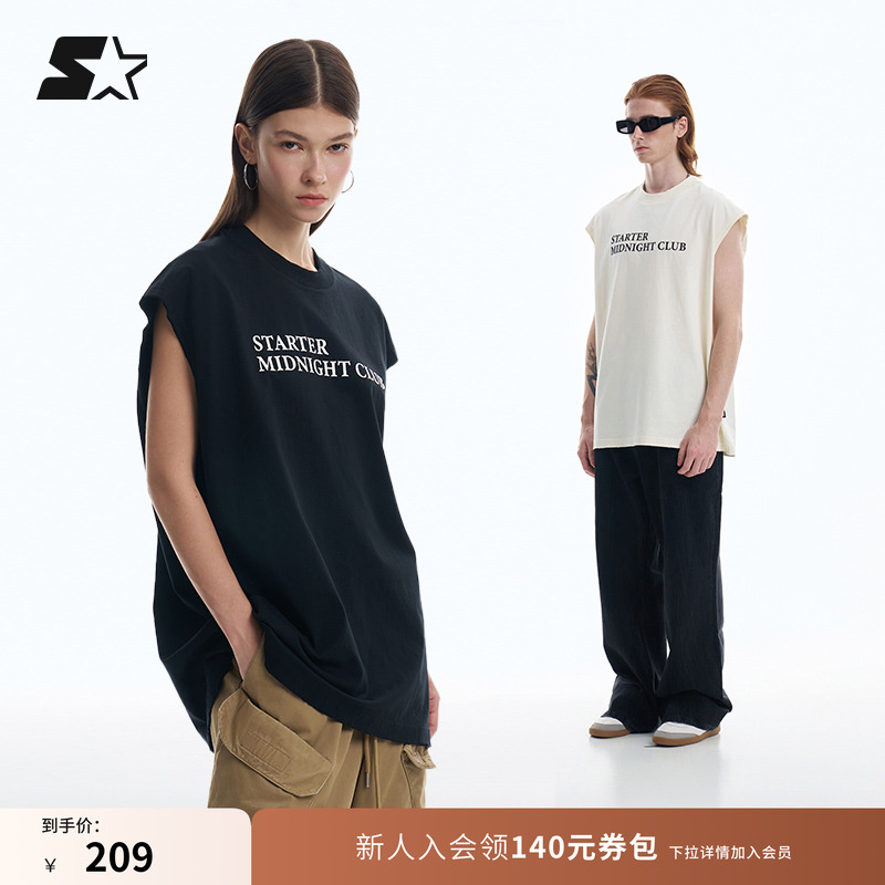 STARTER无袖背心2025夏季新款美式复古宽松潮流运动简约百搭上衣