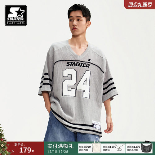 运动针织衫美式短袖宽松街头