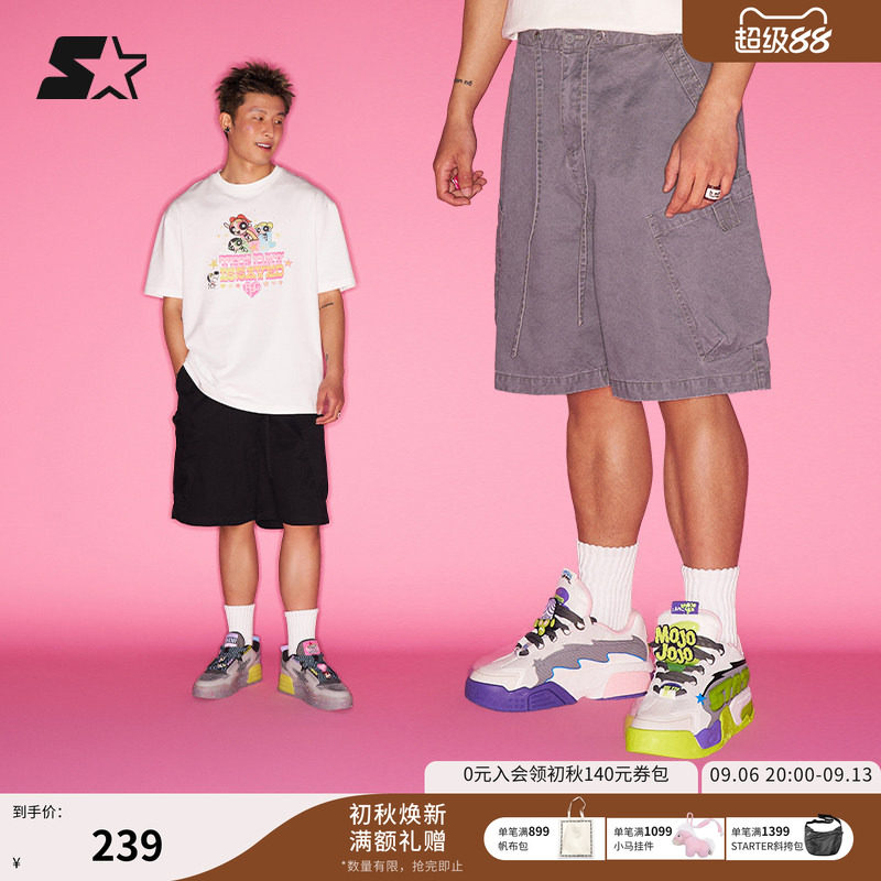 STARTER短裤夏季新款男女同款宽松运动休闲黑色显瘦五分裤裤子图片
