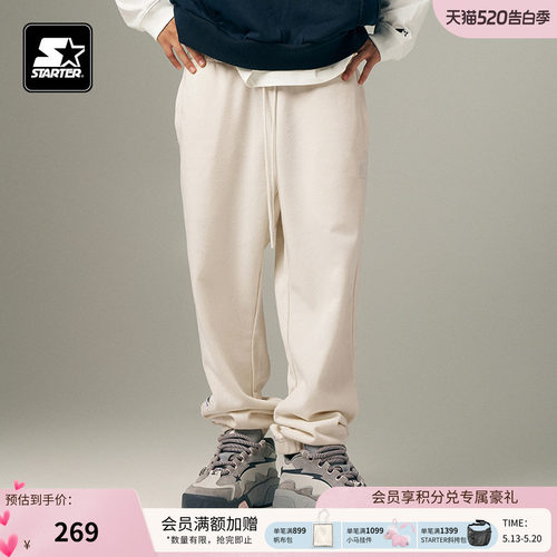 STARTER针织长裤2024秋季新款松紧腰运动休闲显瘦百搭长裤裤子