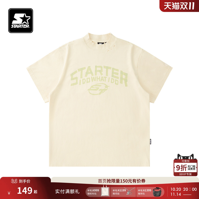 STARTER T恤潮牌港风休闲100%棉宽松休闲运动字母印花短袖上衣