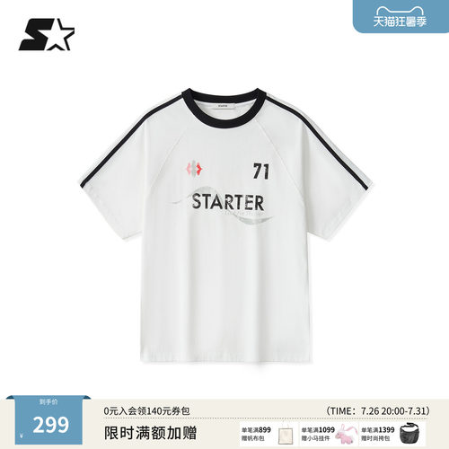 STARTER短袖T恤2026春夏运动休闲新款纯棉印花男款短袖女生上衣