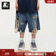 裤 STARTER牛仔短裤 子 棉美式 牛仔裤 新款 运动休闲破洞宽松男女同款