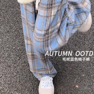 子春秋冬款 女大童阔腿裤 2024新款 格子长裤 洋气儿童秋装 女童加绒裤