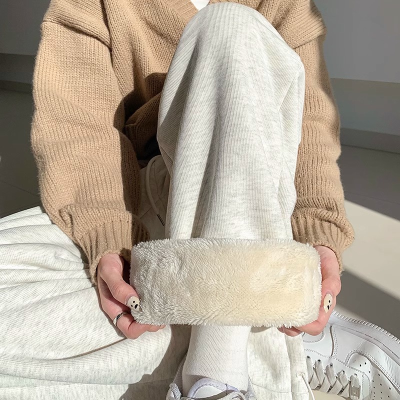 女童加绒裤子纯棉阔腿裤秋冬款