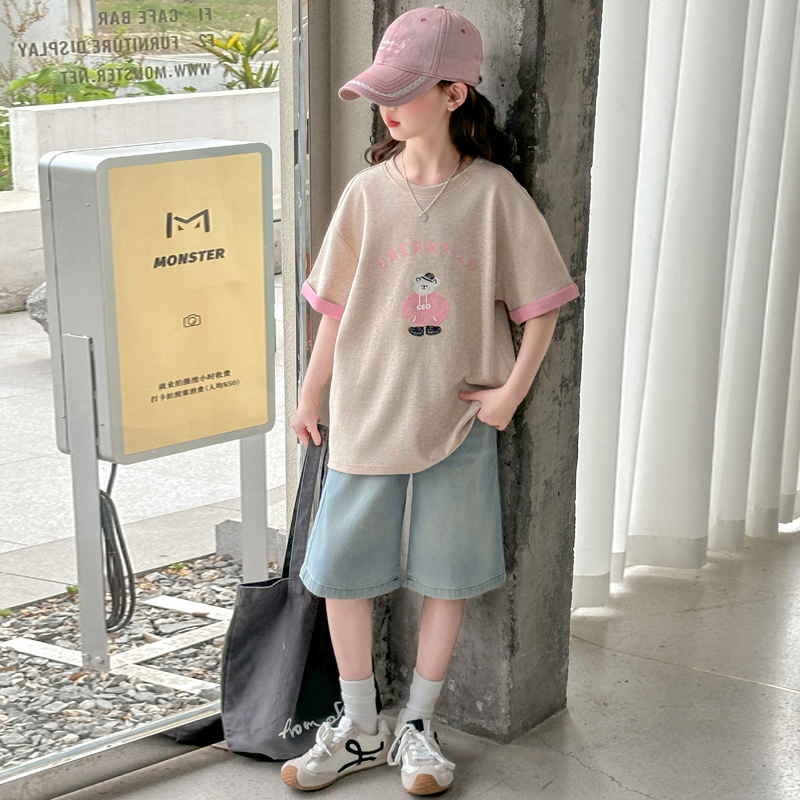 女童牛仔短裤夏装2025新款外穿10儿童五分裤夏季12岁女孩大童女装