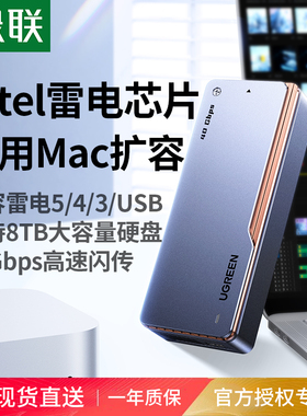 绿联m2固态硬盘盒适用雷电4/5/USB4macmini扩容8TB移动外接盒m.2