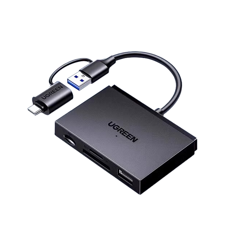 绿联读卡器相机sd/tf/nm卡二合一多功能高速读取USB拓展器行车记录仪内存储存卡适用于typec手机平板电脑