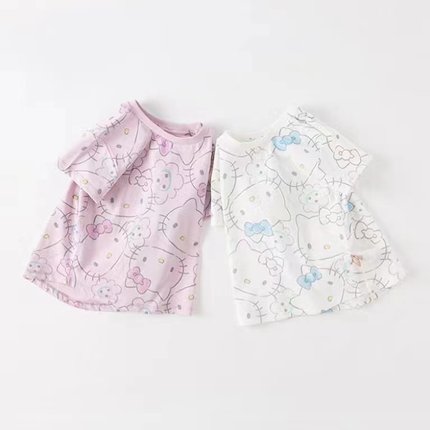 童装女童短袖2023夏季新款女宝宝T恤HelloKitty满印卡通儿童上衣