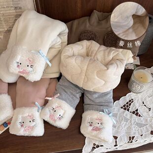 女宝宝一条过冬超厚蚕丝棉裤子外穿女婴儿冬款女童打底裤