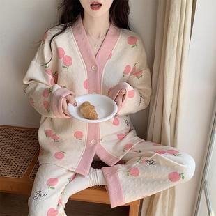 空气棉夹层衣女女加厚纯UVJ长袖 秋冬季 宽松少棉春睡薄夹棉家居服