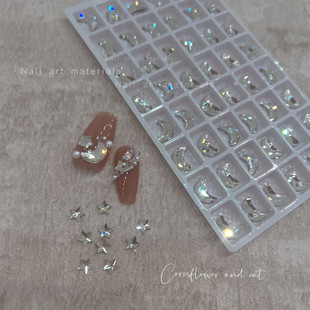 装 月亮星星百搭款 饰 NAIL美甲平底异型银色指甲钻饰网红款 小瑄新品