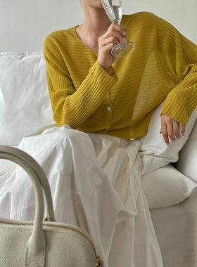 acme ground毛织开衫女2023夏季新款韩版气质百搭显瘦纹理感上衣