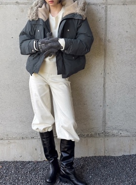 十三行acme ground连帽毛领白鸭绒羽绒服2024秋冬短款羽绒服03878