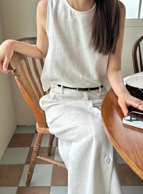 十三行acme ground苎麻背心上衣女2024夏季韩版气质显瘦背心41611