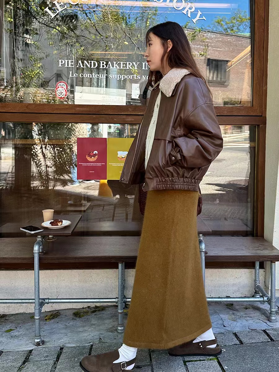 十三行acme ground皮衣外套女冬季新款韩版气质百搭显瘦翻领外套