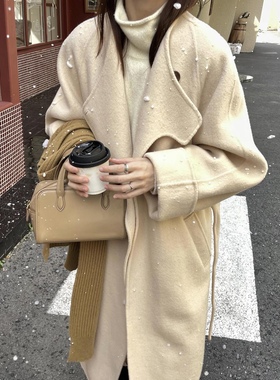 acme ground羊毛双面长款大衣女2025冬季新韩版气质百搭显瘦风衣