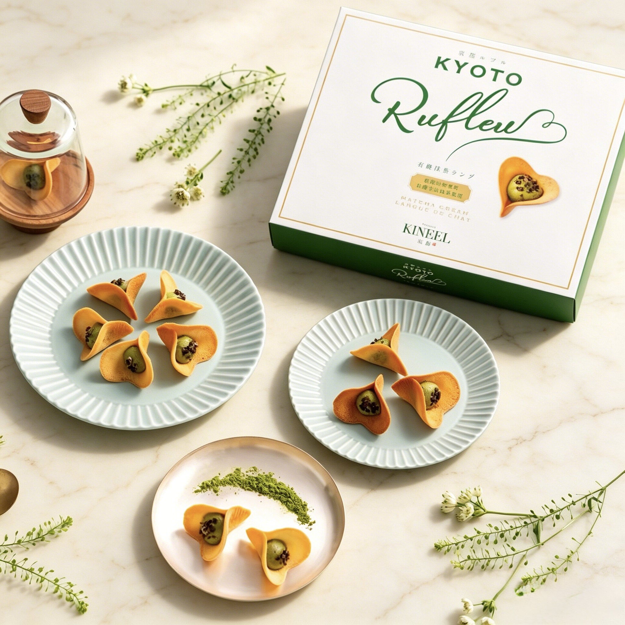 日本KINEEL京都宇治抹茶草莓香草柠檬奶油夹心花朵饼干零食礼盒