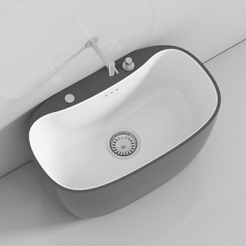 灰白蛋形阳台陶瓷宠物拖把池