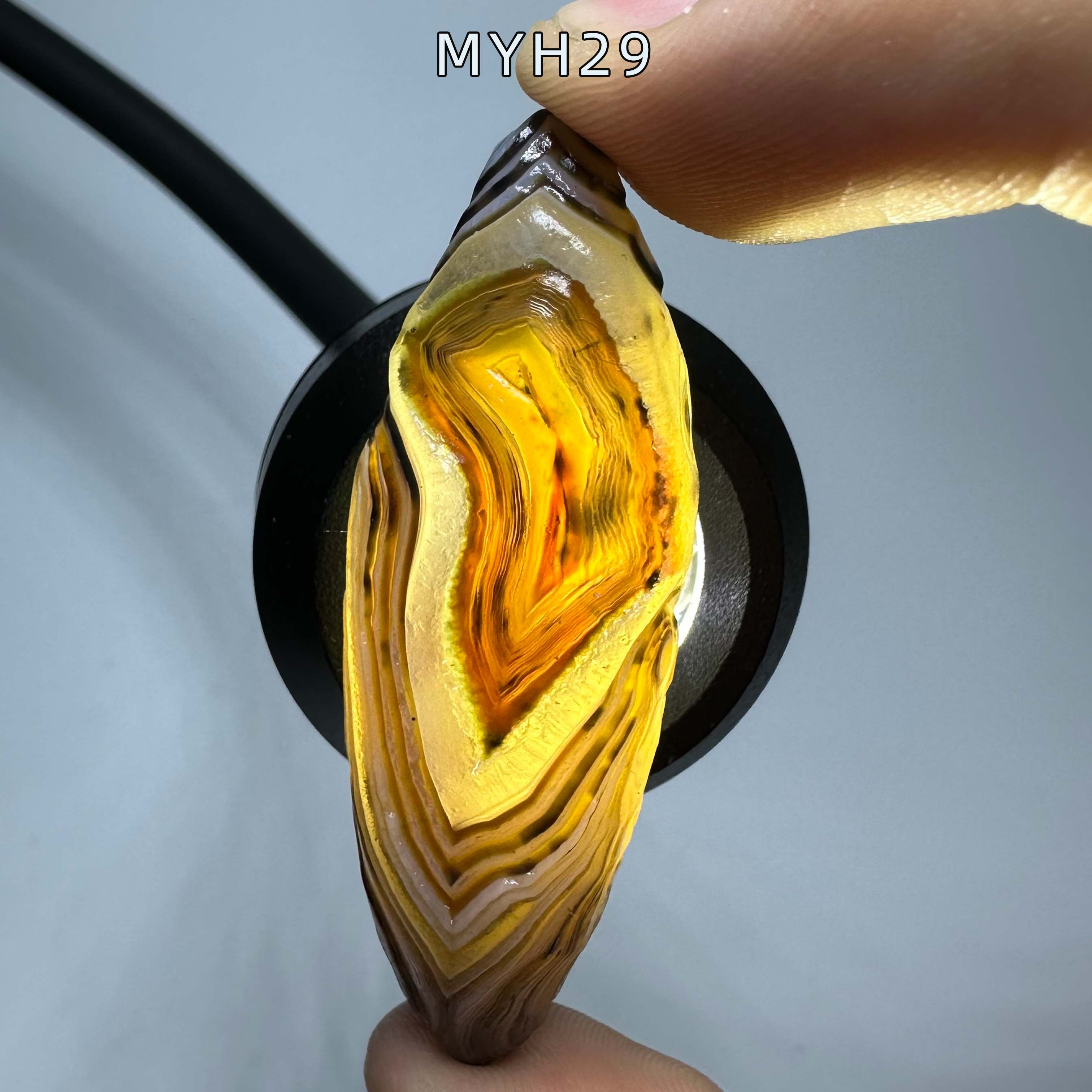 阿拉善戈壁黑色花天珠眼玛瑙单颗把件天然原石冰透体外蒙古奇石