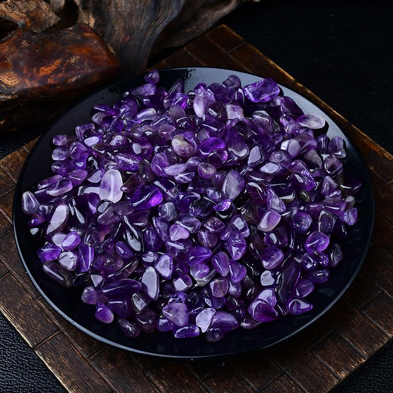 天然乌拉圭紫水晶碎石小颗粒手链消磁石鱼缸花盆造景供佛摆件包邮