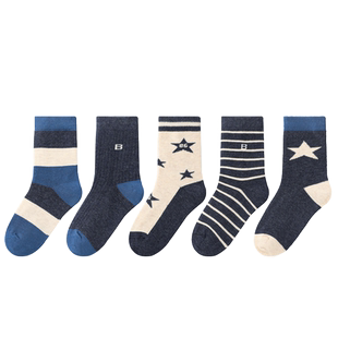 斑比男童袜子春秋款棉袜大童秋冬季青少年男孩无骨袜中筒儿童袜子