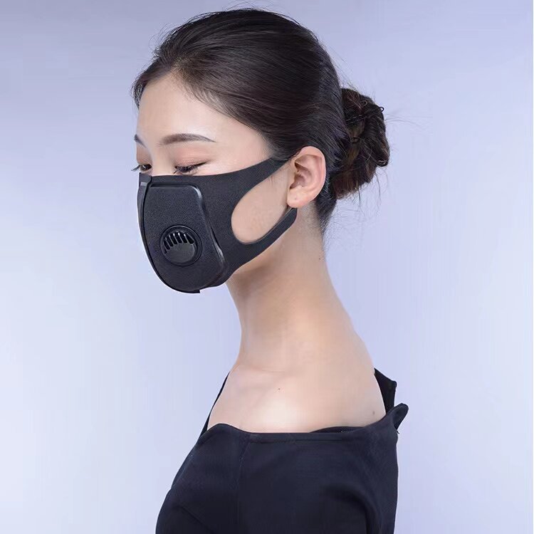 明星同款海绵口罩黑色防尘透气可水洗防雾霾春秋冬季呼吸阀口罩