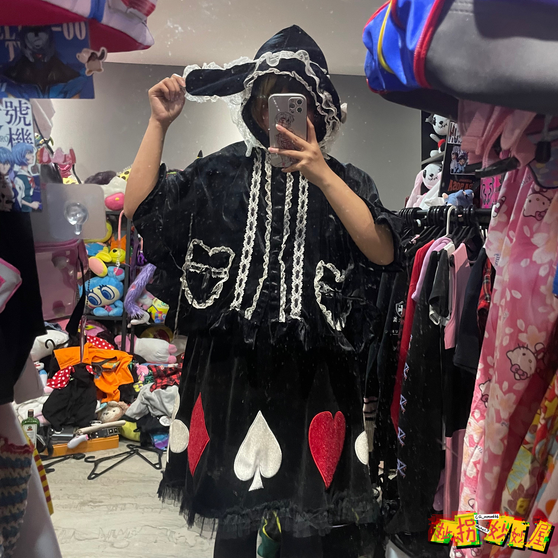 【现货掉落】ACDCRAG日牌全新带吊兔耳斗篷爱心口袋原宿Lolita