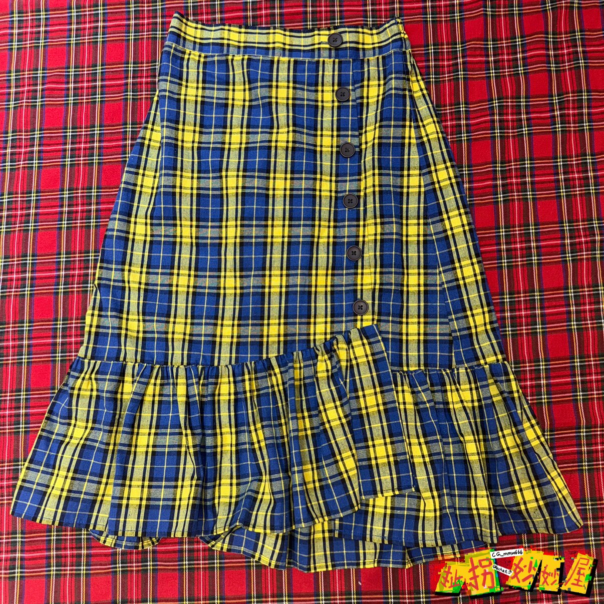 【现货掉落】browny日牌中古稀有孤品可爱格子裙长款古着原宿童趣