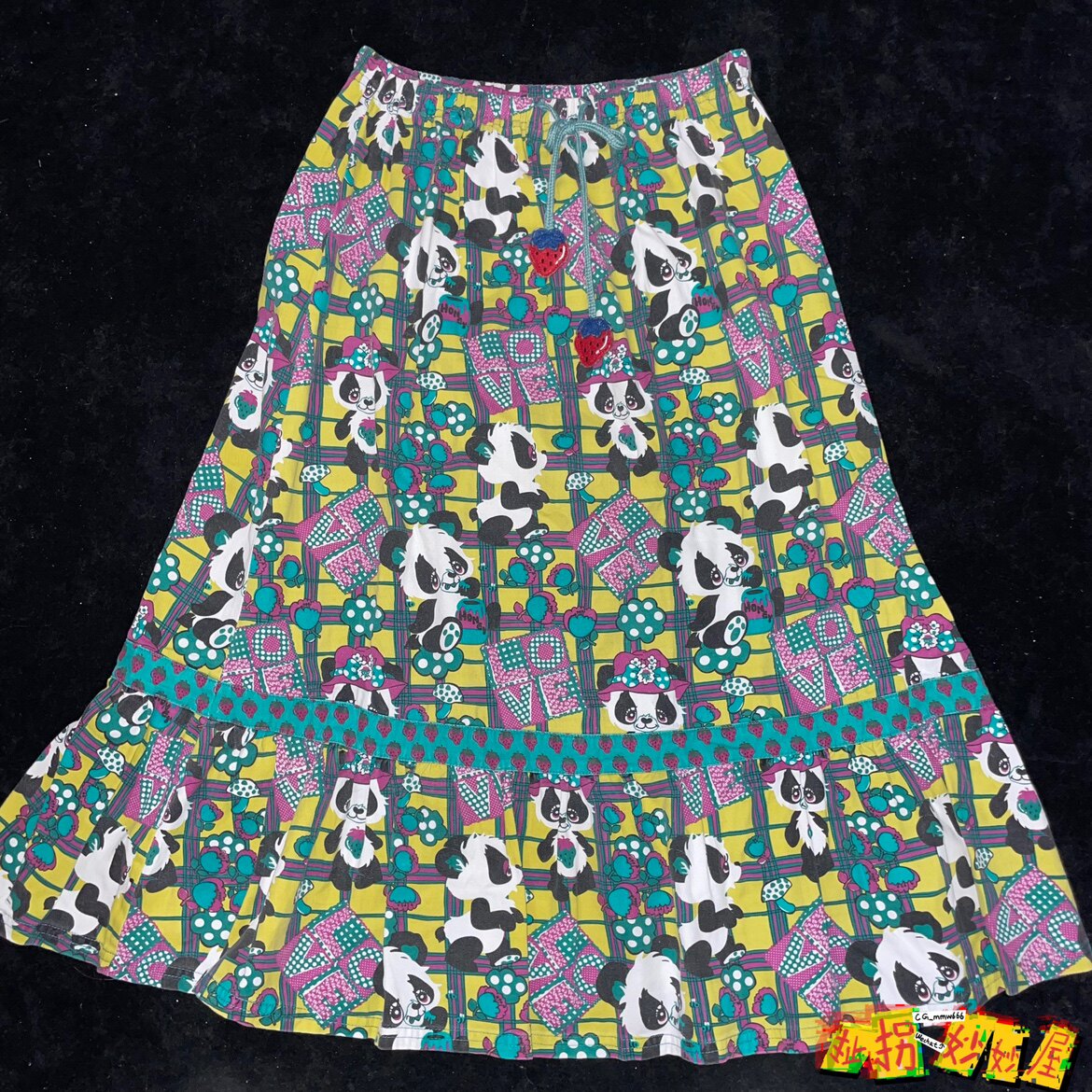 【现货掉落】grandground日牌中古稀有孤品可爱熊猫sk长裙原宿y2k
