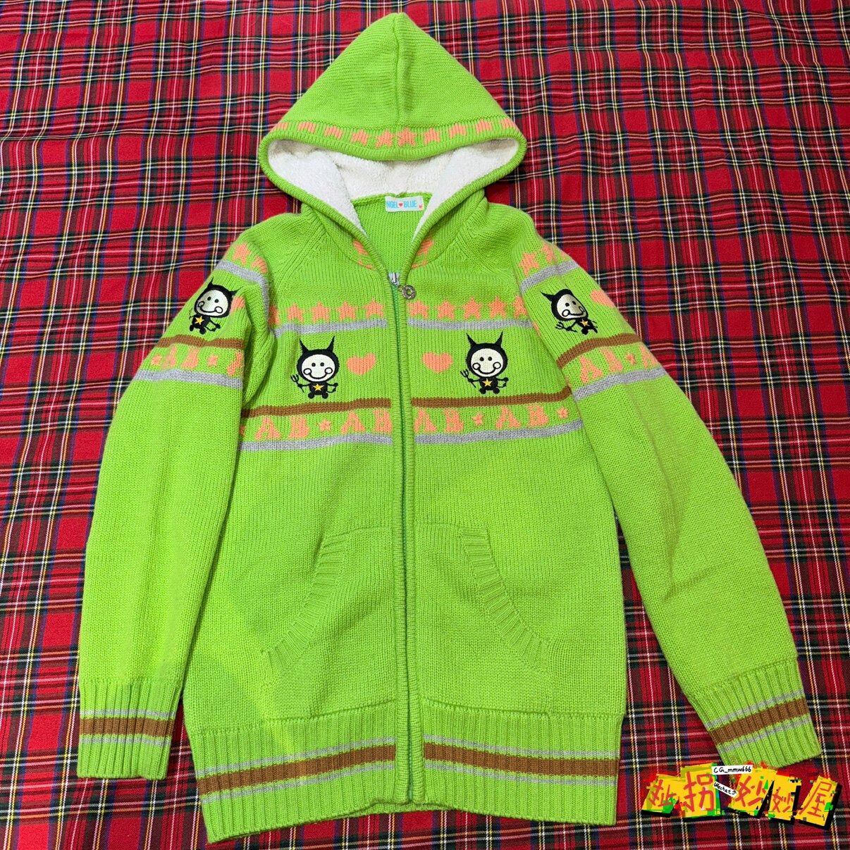 【现货掉落】angelblue日牌中古稀有孤品可爱针织外套加绒童趣y2