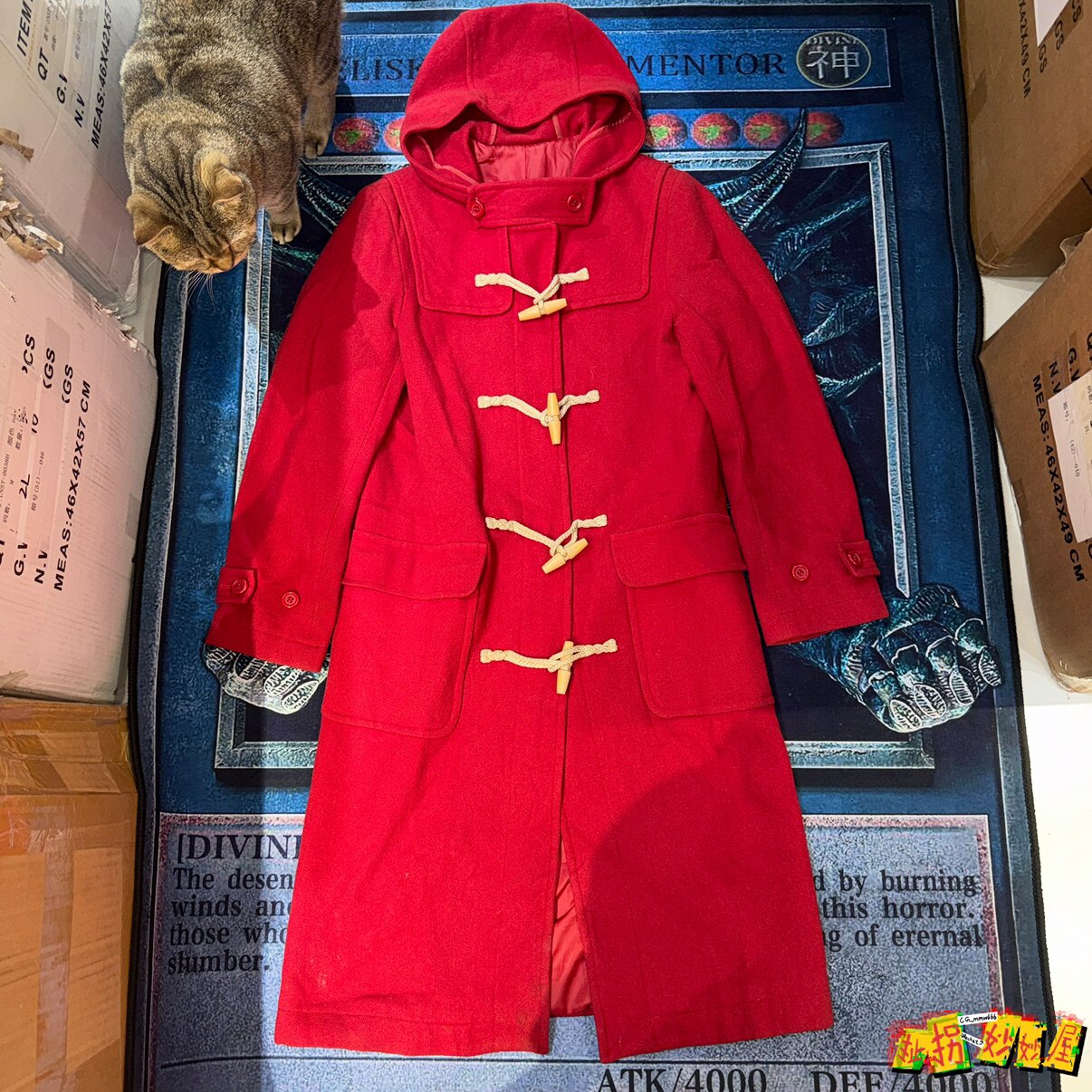 【现货掉落】不知名日牌中古稀有孤品可爱外套牛角扣大衣长款风衣