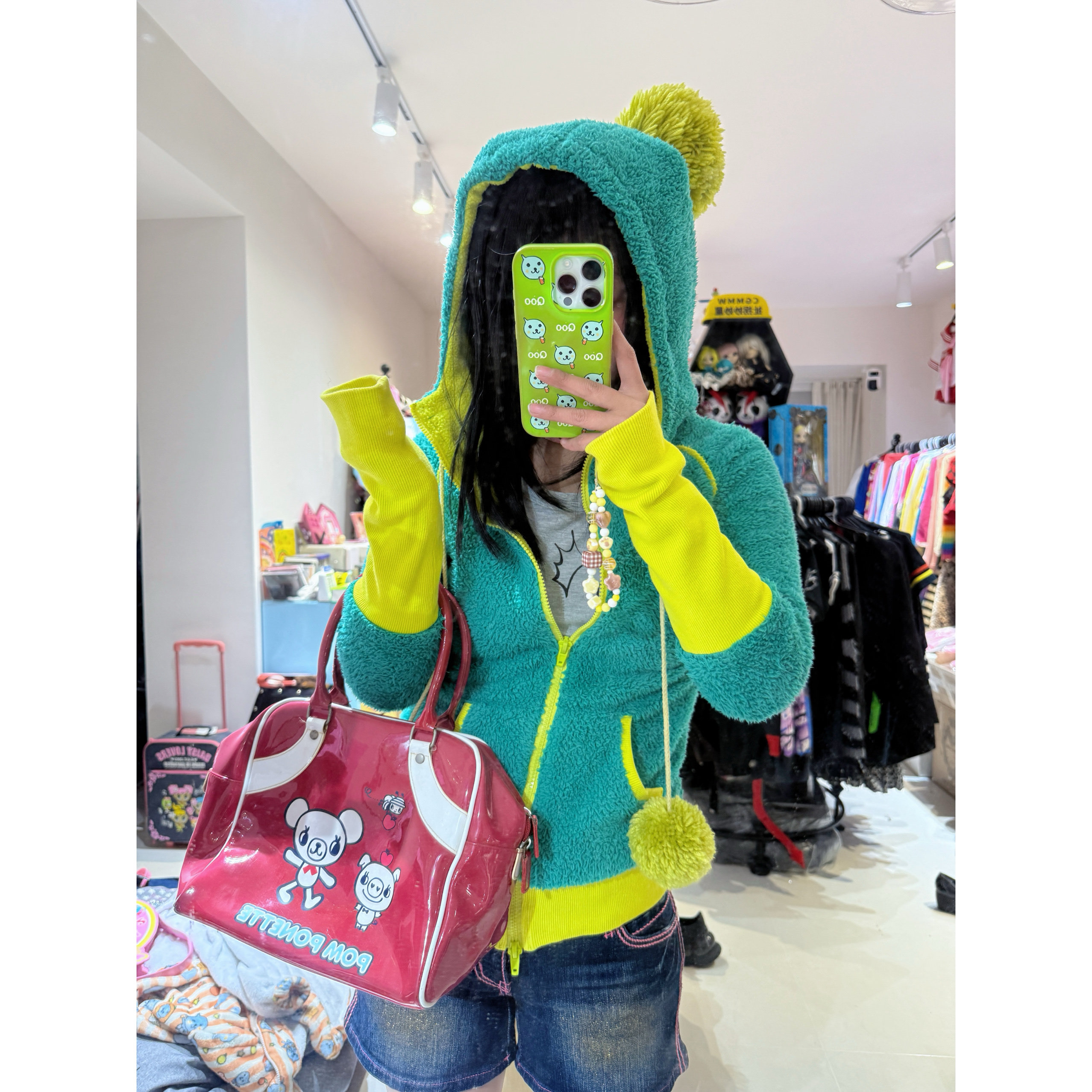 【现货掉落】pomponette日牌中古稀有孤品可爱手提包漆皮童趣古着